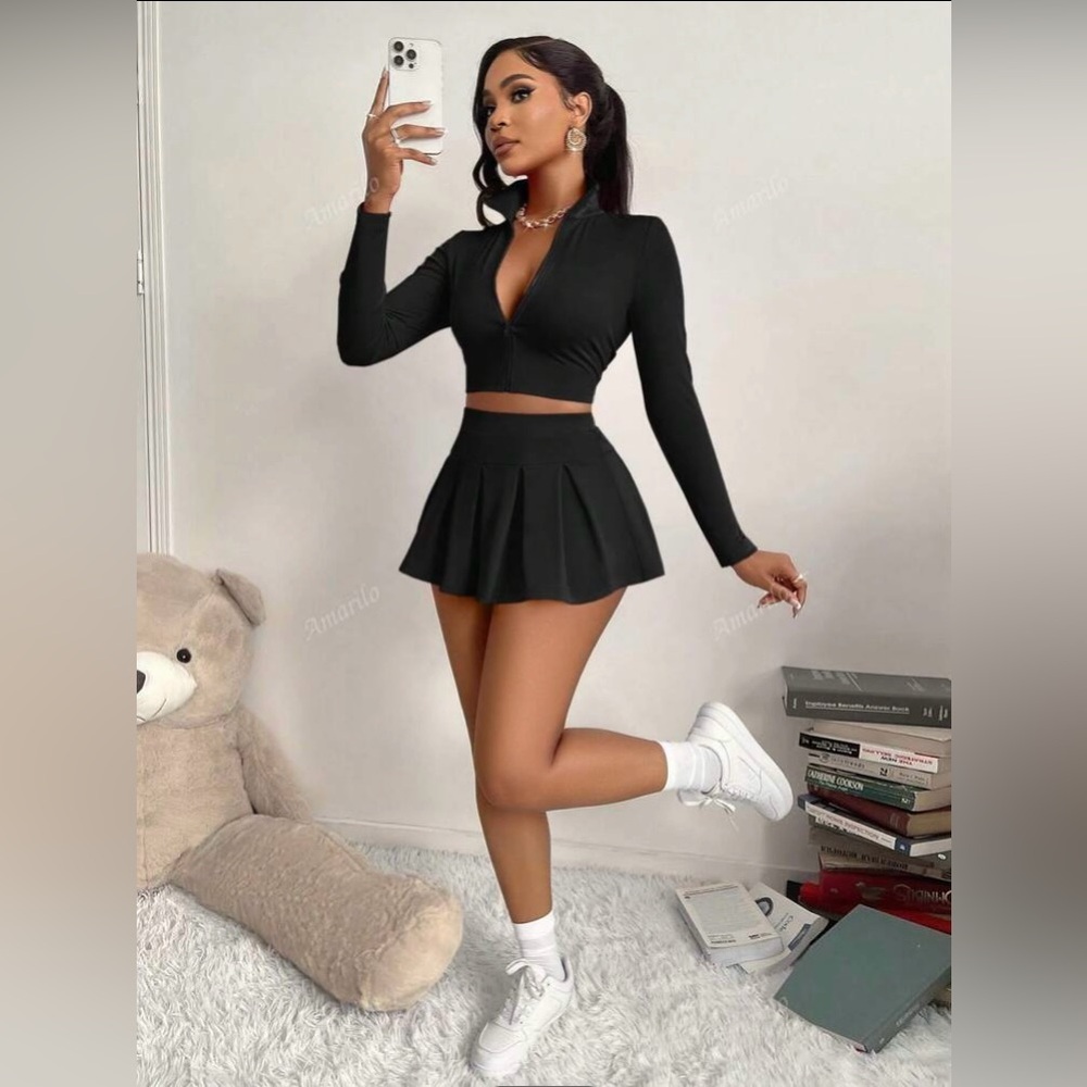 Sweater and tennis skirt set